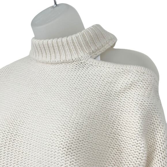 MISA Los Angeles Cream Cutout Shoulder Knit Turtleneck Sweater Size Small NWT - Picture 4 of 8